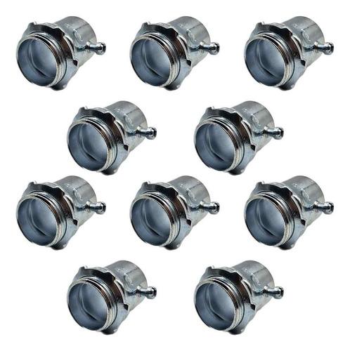 10 Pzs Conector Para Tubo Emt Acero Galvanizado De 1 Pulgada