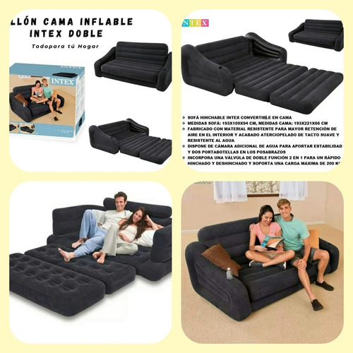 Sillón Sofá Cama Doble Inflable Intex  2 Plazas 