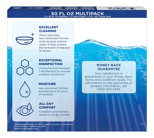 Bausch + Lomb Renu Advanced Limpia Y Desinfecta 50 Onzas