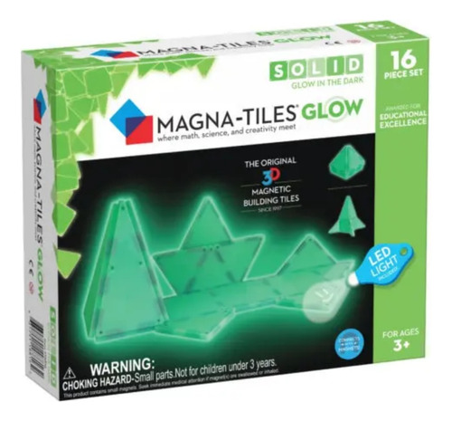 Magna Tiles Set Magnético Brilla En La Oscuridad 16 Piezas 