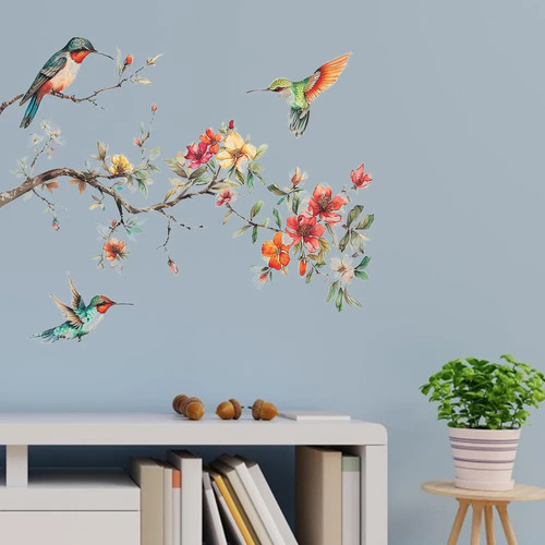 Adhesivos De Pared Con Diseño De Flores Y Pájaros, 60 X 40 C