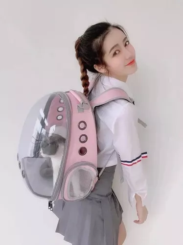 Mochila Pet Visão Panorâmica Astronauta Cachorro Gato Cão Cor Rosa | Frete  grátis