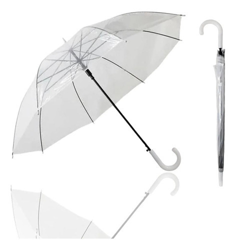 Paraguas Clasico Transparente 55cm Automático Grande Bengala