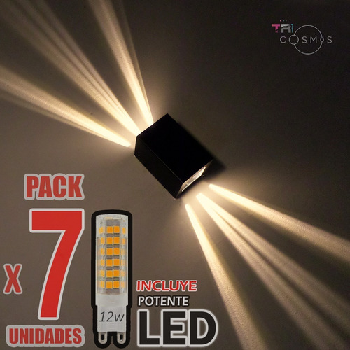Imagen 1 de 10 de Difusor Pared Exterior 6 Efectos Rayos Luz Led 12w Pack X7un