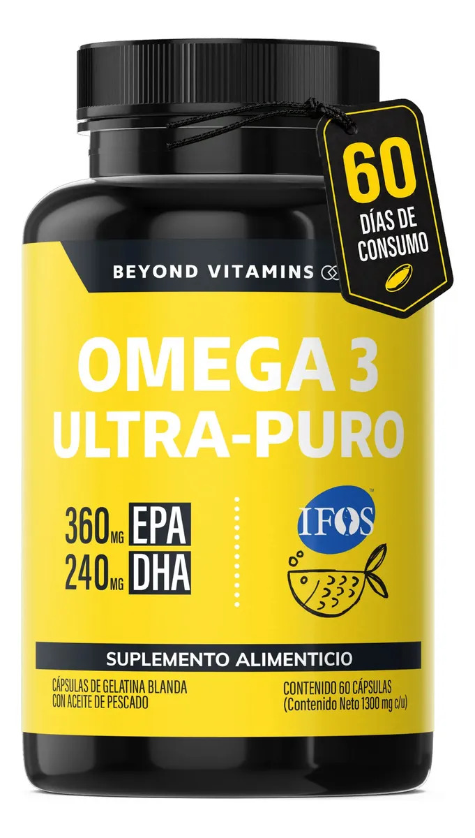 Omega 3 Premium 1000mg Beyond Vitamins Ultra Puro 360 EPA en cápsula Sin sabor de 60 un