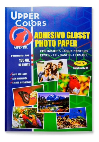 Papel Sticker Adhesivo Upper Colors A4 X 50 Hojas