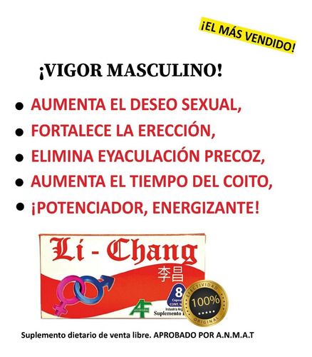 Imagen 1 de 6 de Li Chang X 8 Capsulas - Vigorizante Masculino.