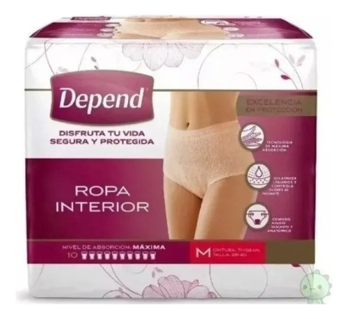 Ropa Interior Desechable Incont Max Depend Mujer Med 28 Pzas
