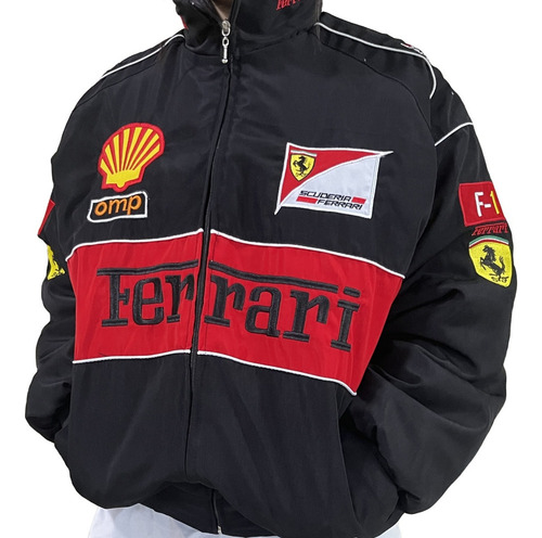 Chaqueta Racing Moto Retro Ferrari Team Otoño Bordado-1