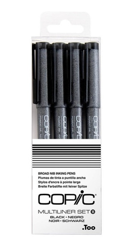 Copic Set 4 Estilografos Copic Negro Set B