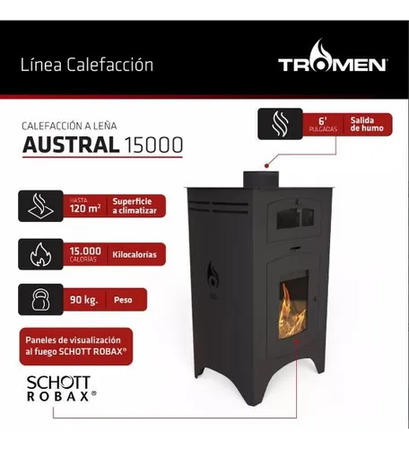 Salamandra Tromen Austral 15000 Horno Kit Enlozado Techo 6*