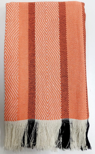 Imagen 5 de 6 de Poncho Artesanal Rombos Naranja