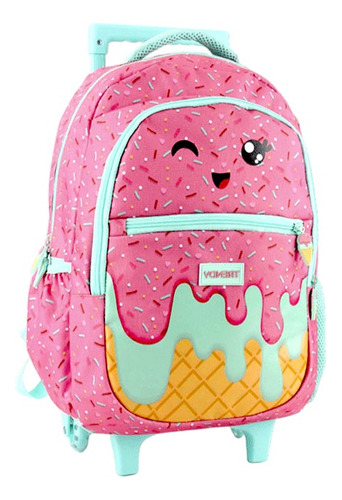 Mochila Ruedas Carro Trendy Escolar Reforzada Niños Kids Color Fucsia - 27763 Diseño De La Tela Conito Frutilla