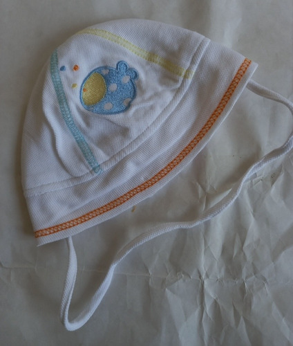 Gorro Bordado Algodon Tipo Pique  Bebe Prenatal 3 A 6 Meses 