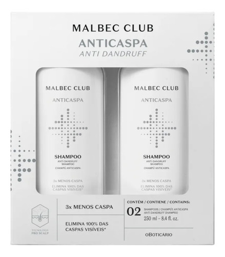  Kit Malbec Club Shampoo Anticaspa (2 Itens) O Boticário