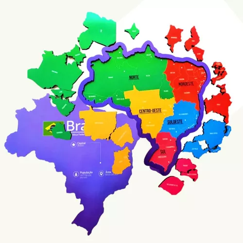 Jogo Tabuleiro Quebra Cabeça Mapa Do Brasil 3d Frete Gratis