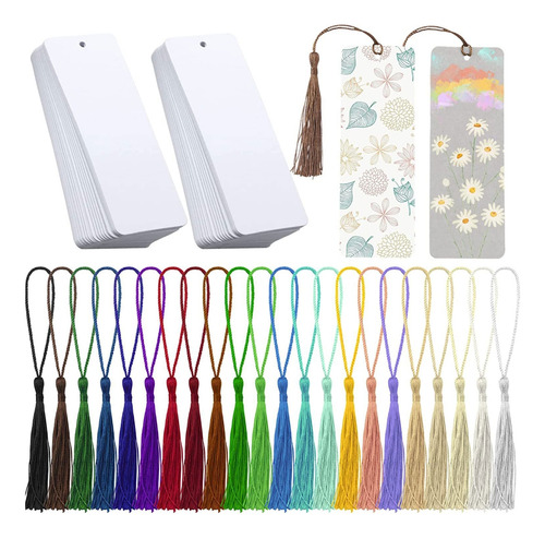 Kits De Marcapálogos Con Borlas En Blanco, Papel Kraft, Hech
