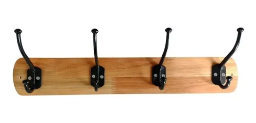 Perchero de pared de madera rectangular