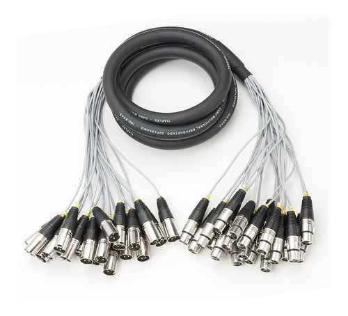 Fio XLR do 20 XLR fêmeas em 20 XLR machos Cabos Aquarius MC20X50 preto do 50m