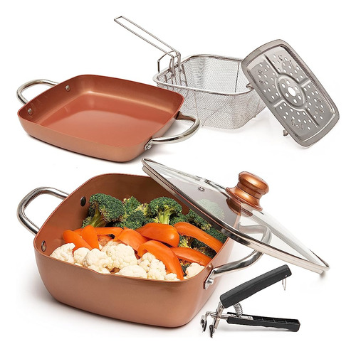 Moss & Stone Copper 6 Piece Set Chef Cookware, Non Stick Pan