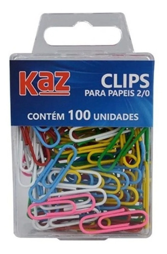 Clipes Para Papel Colorido 2/0 Linha Leve Kaz Caixa 100un Cor Branco