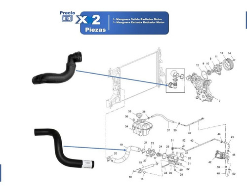 Mangueras Sal/ent Radiador Ta/tm Chevrolet Cruze 1.8 2016