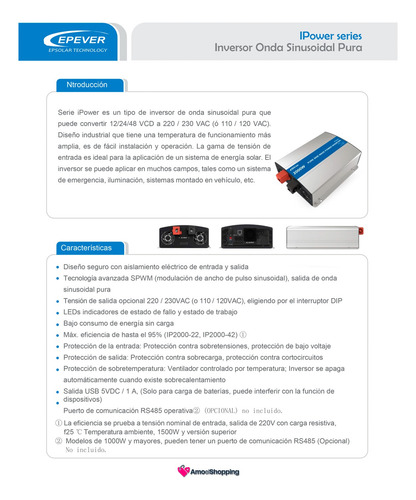 Inversor De Corriente Ipower 1200 W Ent 24v Salida 120v