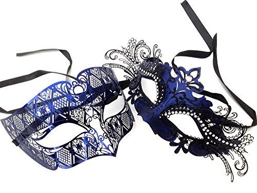 Masqstudio Navy Blue Masquerade Ball Mask Pair Dance Prom Bu