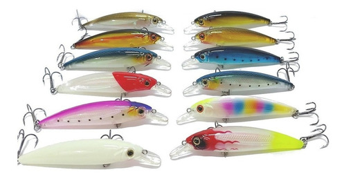 Hopemob 12 Currican Minnow Laser Con Anzuelo Para Pesca Entodo Tipo De Agua Rio Mar Y Lagunas Estilo Brillantes 