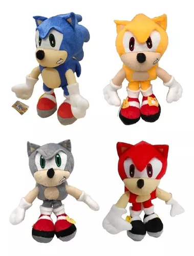 2 Pelúcia Super Sonic Azul e Amarelo Gold Turma Do Sonic Game