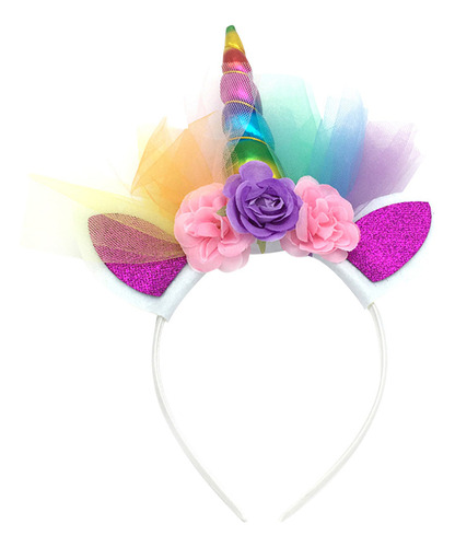 Diadema Colorida Con Diseño De Unicornio Y Accesorios Para E