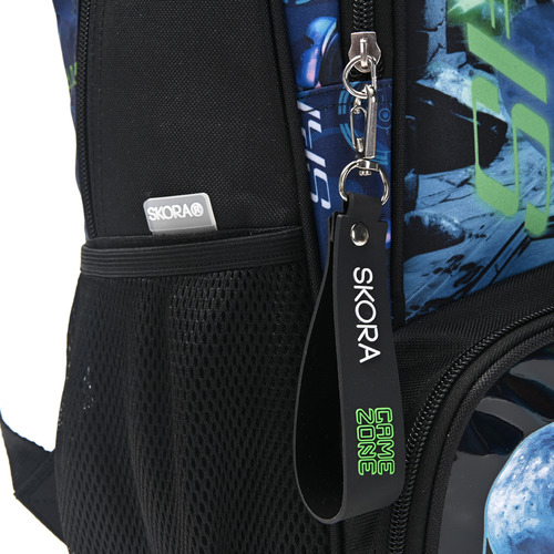 Mochila Escolar Skora Resistente Espalda Reforzada Diseño Color Negro Diseño De La Tela Gamer