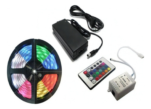 Fita Led Rgb 5050 A Prova D'agua 5 Metros Controle + Fonte Tensão de operação 12V Bivolt