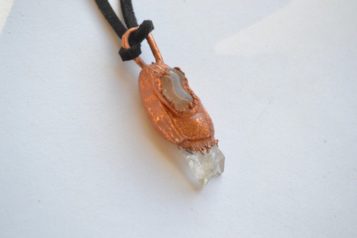 Imagen 2 de 4 de Colgante De Piedras Del Amor, Cuarzo Rosa Y Cuarzo Cristal
