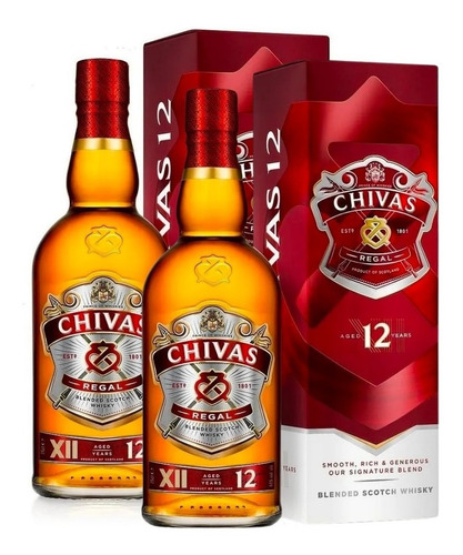 Imagen 1 de 8 de Whisky Chivas Regal 12 Años Botella 700 Ml. En Estuche X2