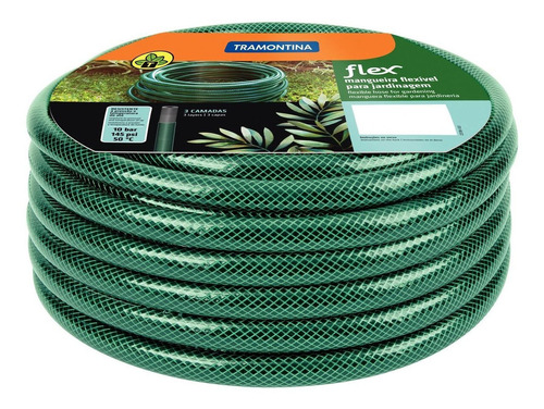 Manguera flexible de PVC Tramontina de 3 capas, 15 m, color verde