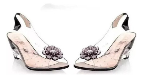 Sandalias Transparentes Sandalias De Tacón Peep Toe Zapatos