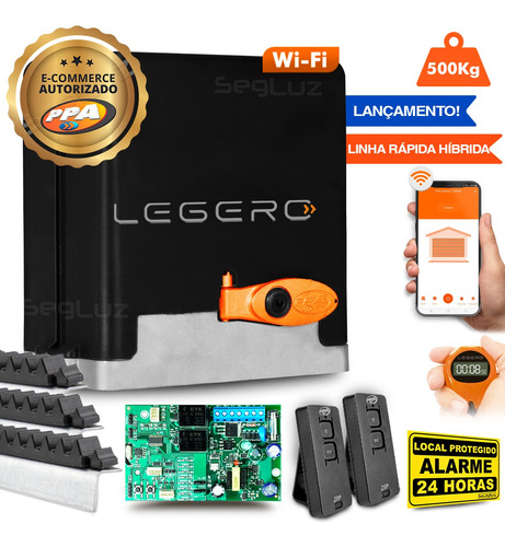 Kit Motor Portão Ppa Dz Stark Legero Wifi 500kg Rápido 8s