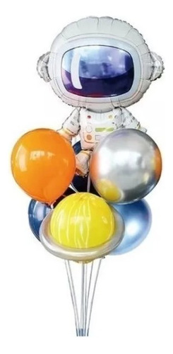 Kit Globos Astronauta Espacio Exterior+base De 7globos 