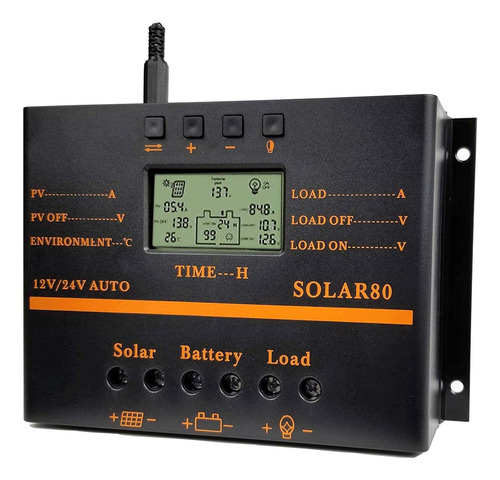 Controlador De Carga Solar 80a Pwm 12v 24v 1920w Cargador De