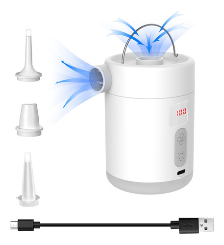 Inflador Eléctrico Con 3 Modos, Colchón De Aire Y Boquillas