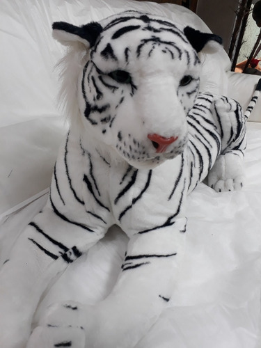 Tigre Branco Pelúcia 1,15 Mts Presente Aniversário Decoração