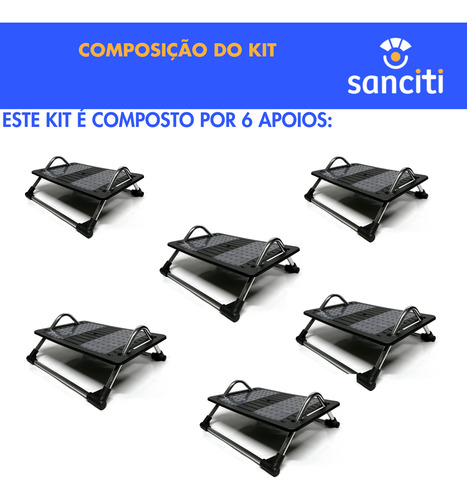 Kit 6 Apoio Ergonômico P/os Pés Ajuste Postura Nr17 Cromado