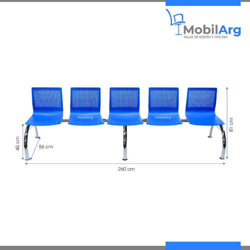 Imagen 4 de 8 de Silla Tandem Anana X5 Cromado Asientos Pvc Salas De Espera
