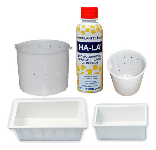 Kit Queijo Coalho Ha-la 200ml Com Formas Frescal E Mussarela