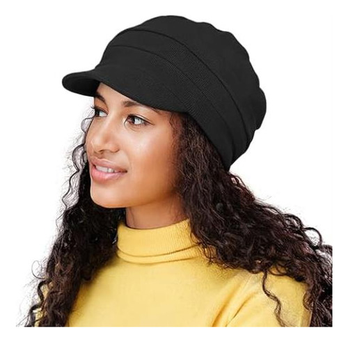 Boina Mujer Newsboy Hat Gorra Clásica Otoño Primavera Negro