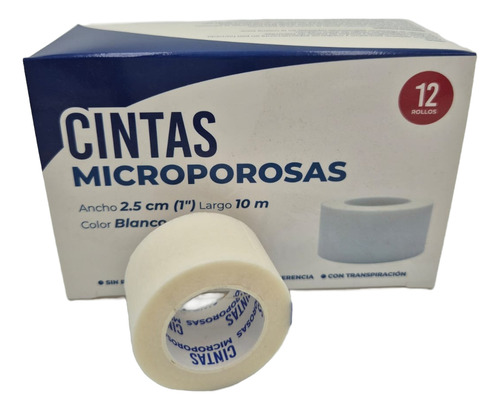 Cinta Microporosa 2.5 Cm X 10 Mts Color Blanco