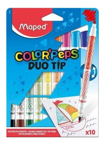 Marcadores Maped Plumones Doble Punta Dúo Tip X10 849010