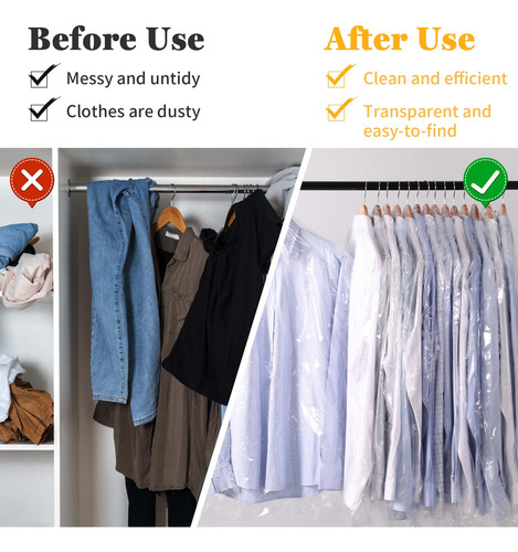 10piezas Transparente Cubre Polvo Protector De Ropa 60x100cm