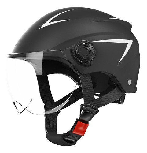 Casco Negro Con Media Cara Para Moto, Protección Solar, Volt